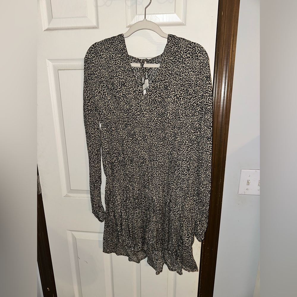 Leopard Print Long Sleeve Dress